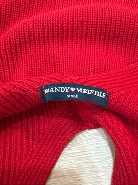 Brandy Melville Bright Red Ribbed Knit Pullover